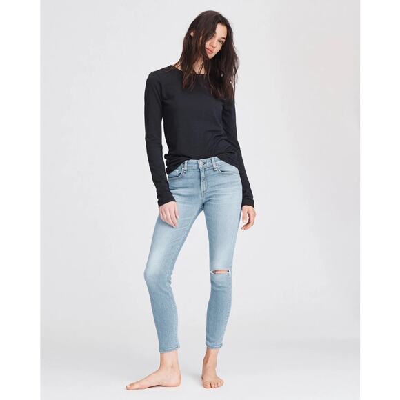 Rag & Bone Nina High Rise Ankle Skinny in Wells with Holes Size 26 - Picture 1 of 13